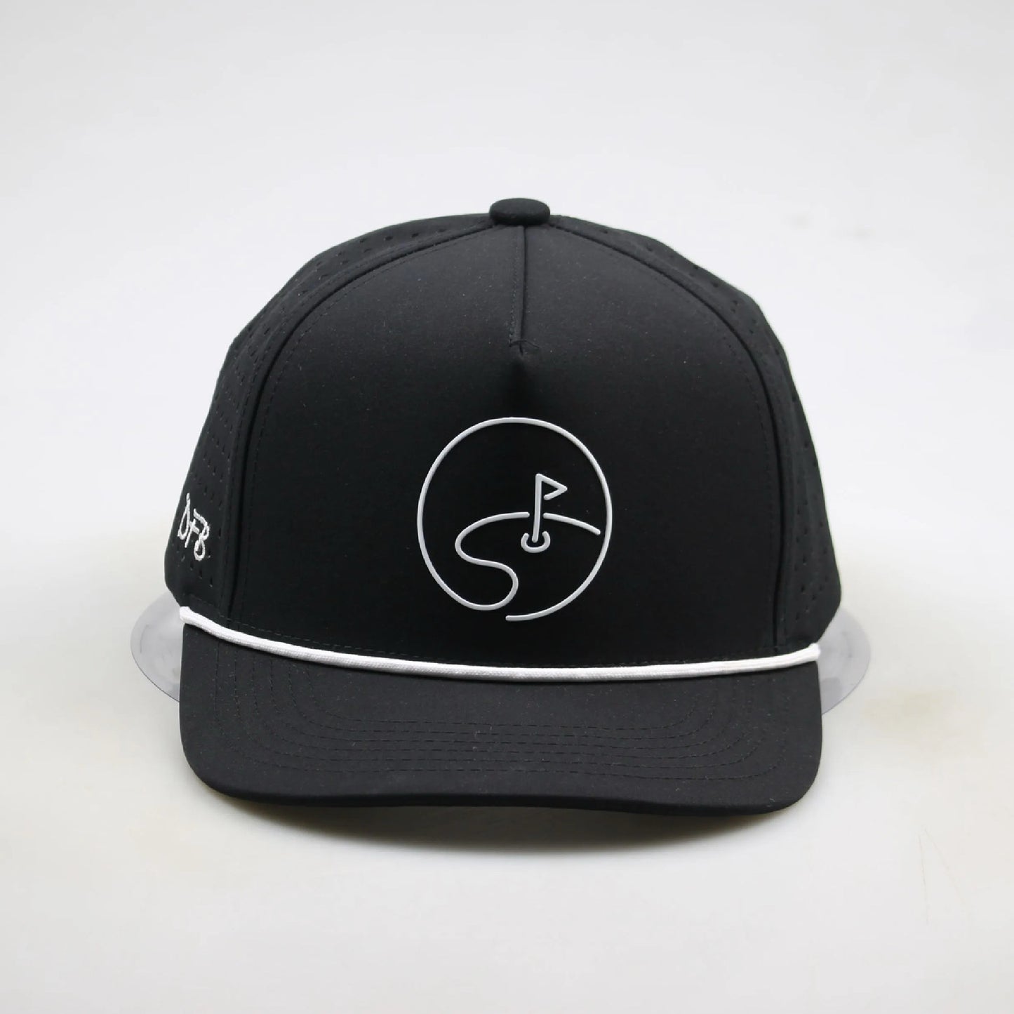 Black cap with white DFB Day One logo on a white background