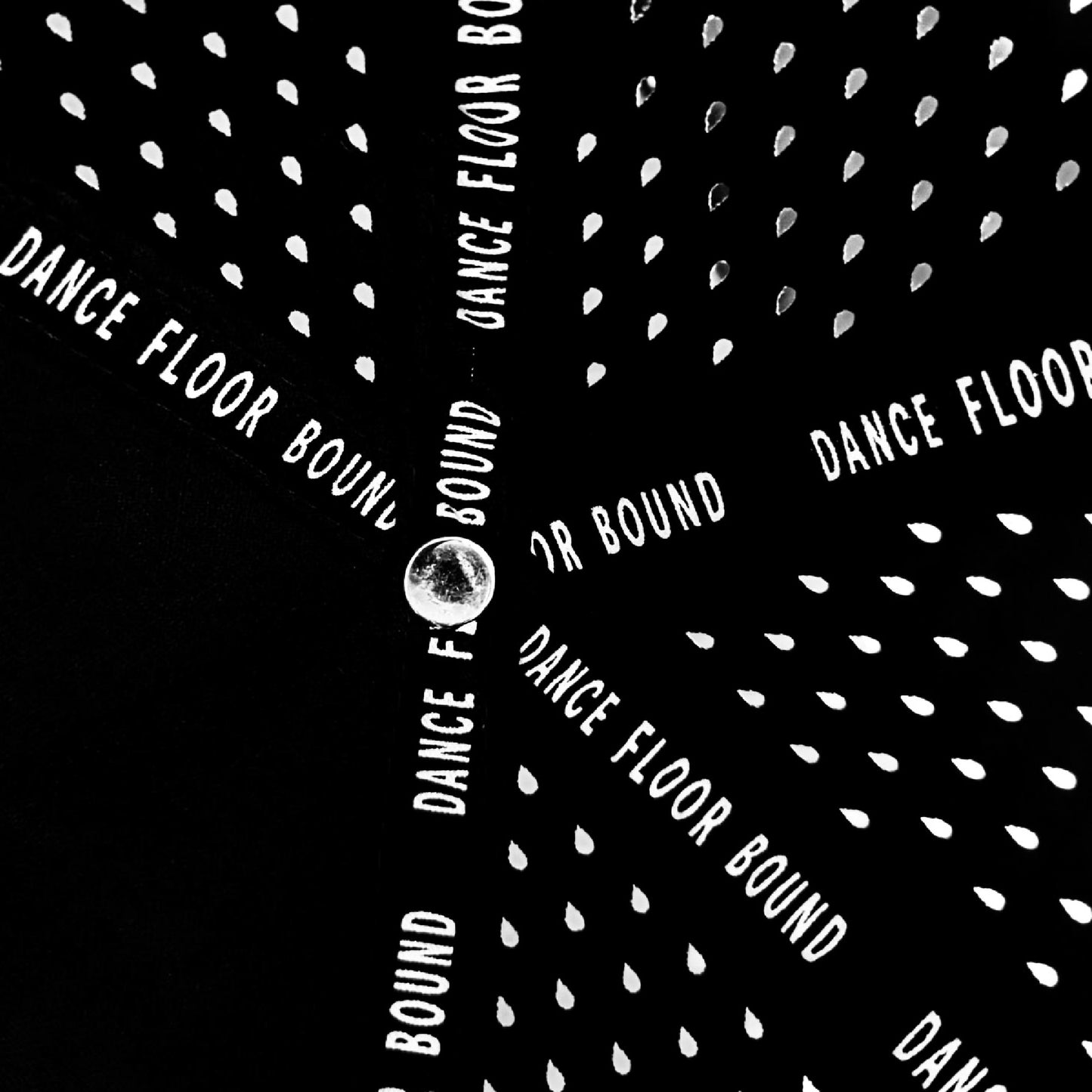 Black inside of cap with white text and pattern 'Dance Floor Bound' repeated.